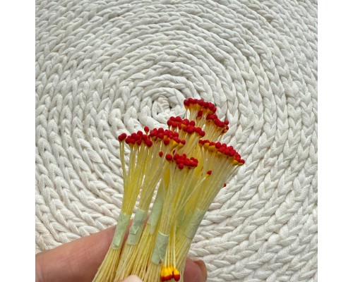 Тычинки "Желто-красные", круглые, на желтой нити, 1 пучок