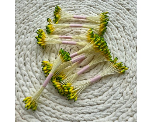 Тычинки "Желто-зеленые", каплевидные, на желтой нити, 1 пучок