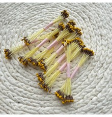 Тычинки "Коричнево-желтые", круглые, на желтой нити, 1 пучок