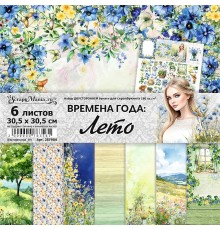 Набор бумаги 30,5*30,5 см "Времена года: Лето", 6 листов, ScrapMania