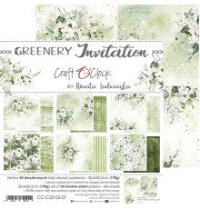 Набор бумаги "Greenery Invitation" 20,3 х 20,3 см., 6 листов, 1/4 набора, Craft O'Clock