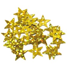 Пайетки Звезды большие голографик "Золото", 13 мм.