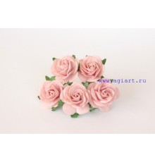 Розы розово-персиковые светлые размер 2,5 см 5 шт