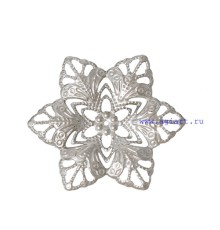 Металлическое украшение "Филигранный цветок", серебро, 1 шт