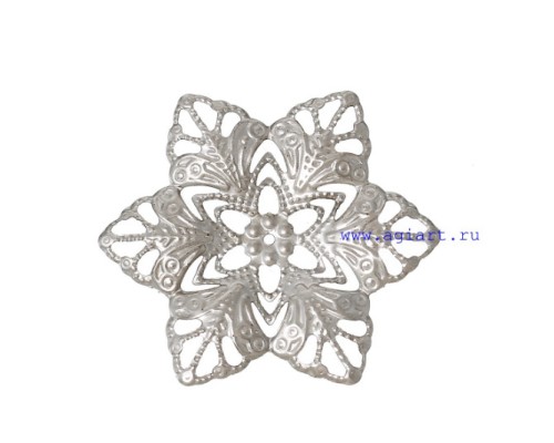 Металлическое украшение "Филигранный цветок", серебро, 1 шт