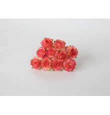 Кудрявые розы 2 см - Желтый + розовый №1, 5 шт