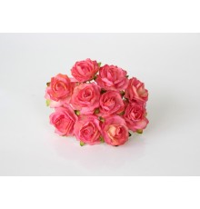Кудрявые розы 2 см - Желтый + розовый №2, 5 шт