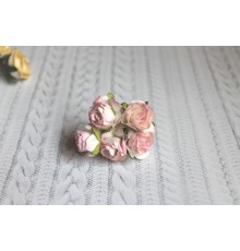 Кудрявые розы 3 см - Св. розовый с белым, 5 шт