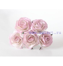 Роза крупная розово-белая  4 см. 1 шт