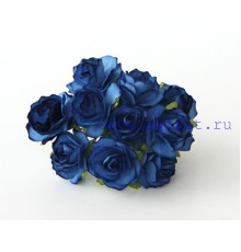 Кудрявые розы 2 см - Синие, 5 шт