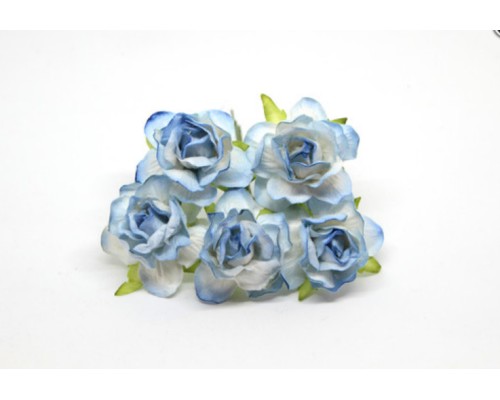 Кудрявые розы 4 см - Голубые двухтоновые, 1 шт.