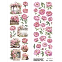 Лист с картинками 10х30 см "Цветочная радуга. Амарантовый пион", ScrapMania