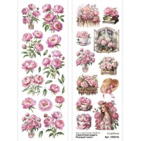 Лист с картинками 10х30 см "Цветочная радуга. Розовый пион", ScrapMania