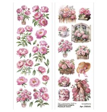 Лист с картинками 10х30 см "Цветочная радуга. Розовый пион", ScrapMania