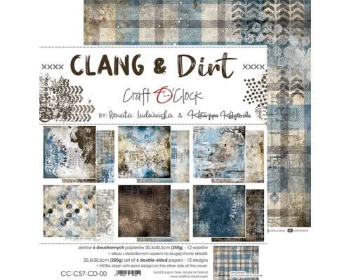 Набор бумаги "Clang&Dirt" 30,5*30,5 см., 6 листов, Craft O'Clock