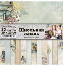 Набор бумаги "Школьная жизнь", 20*20см., 12 листов, ScrapMania