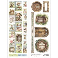 Лист с картинками 10*30 см "Веселое чаепитие. Окна и двери", ScrapMania