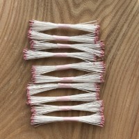 Тычинки "Пыльная роза" мини, на белой нити, 1 упаковка (100 пучков)