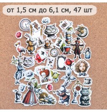 Набор высечек из бумаги "Алиса и Чеширский кот", 47 шт., ScrapMania