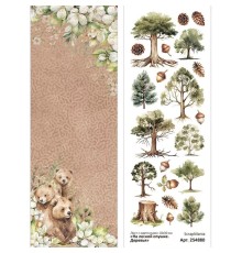 Лист с картинками 10х30 см "На лесной опушке. Деревья", ScrapMania