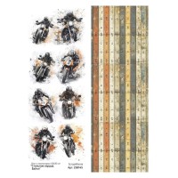 Лист с картинками 10х30 см "Стальное сердце. Байки", ScrapMania