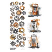 Лист с картинками 10х30 см "Стальное сердце. Бензоколонка", ScrapMania