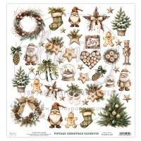 Лист для вырезания "Vintage Christmas Elements" 30,5*30,5 см., Mintay papers
