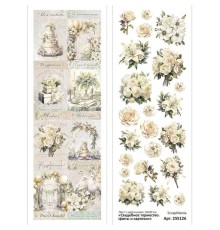 Лист с картинками 10х30 см "Свадебное торжество. Цветы и карточки", ScrapMania