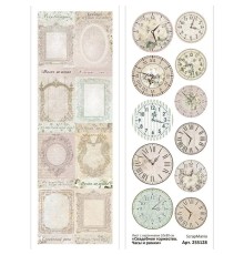 Лист с картинками 10х30 см "Свадебное торжество. Часы и рамки", ScrapMania