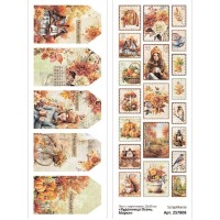 Лист с картинками 10х30 см "Художница Осень. Марки", ScrapMania