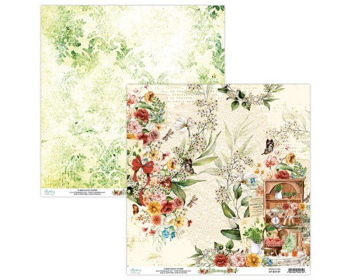 Набор бумаги "Botany" 15,2*15,2 см, 12 листов, 1/2 полного набора, Mintay paper