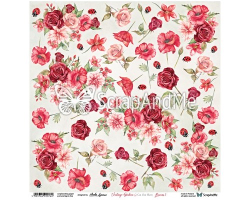 Лист для вырезания Flowers 1 "Vintage Garden" 30,5*30,5 см, ScrapAndMe