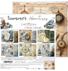 Набор бумаги "Summer Adventures" 20,3*20,3 см., 6 листов, 1/4 набора, Craft O'Clock