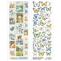 Лист с картинками 10х30 см "Босиком под солнцем. Бабочки и марки", ScrapMania