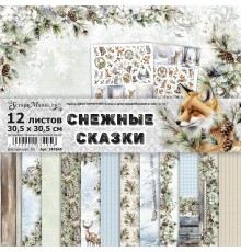 Набор бумаги 30,5*30,5 см "Снежные сказки", 12 листов, ScrapMania