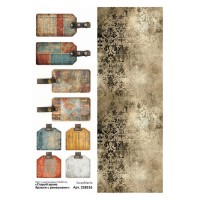Лист с картинками 10*30 см "Старый архив. Ярлыки с ремешками", ScrapMania