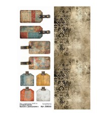 Лист с картинками 10*30 см "Старый архив. Ярлыки с ремешками", ScrapMania