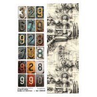 Лист с картинками 10*30 см "Старый архив. Цифры на табличках", ScrapMania