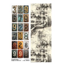 Лист с картинками 10*30 см "Старый архив. Цифры на табличках", ScrapMania