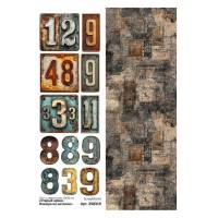 Лист с картинками 10*30 см "Старый архив. Номера на металле", ScrapMania