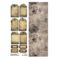 Лист с картинками 10*30 см "Старый архив. Бумажные ярлыки", ScrapMania