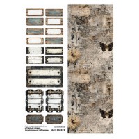 Лист с картинками 10*30 см "Старый архив. Деревянные таблички", ScrapMania