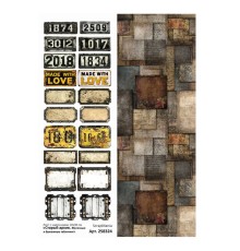 Лист с картинками 10*30 см "Старый архив. Железные и бумажные таблички", ScrapMania