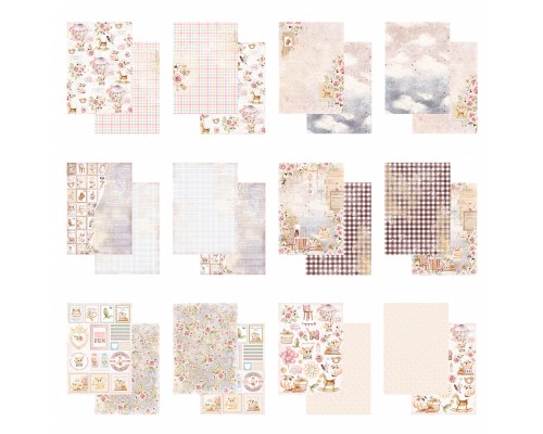 Набор бумаги "Sweet & cute" 21*29,7 см (А4), 6 листов, 1/2 полного набора, Dreamlight Studio