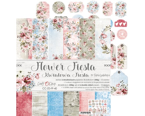 Набор бумаги "Flower Fiesta" 30,5 х 30,5 см., 6 листов, Craft O'Clock