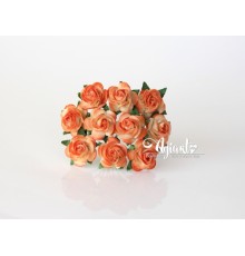 Розы оранжевые двухтоновые 1,5 см, 10шт.
