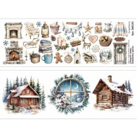 Лист с картинками 10х30 см "Амулет зимы. Элементы уюта", ScrapMania