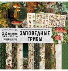   Набор бумаги 30,5х30,5 см "Заповедные грибы", 12 листов, ScrapMania