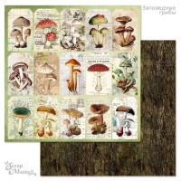 Бумага двусторонняя "Заповедные грибы. Теги", ScrapMania