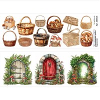 Лист с картинками 10х30 см "Заповедные грибы. Корзинки", ScrapMania